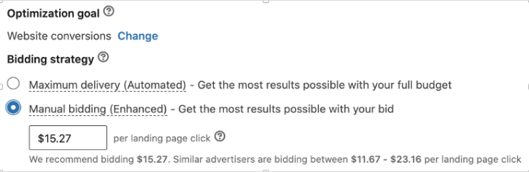 LinkedIn广告开户——手动出价