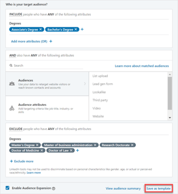 领英广告投放——对广告系列使用领英受众定位模板