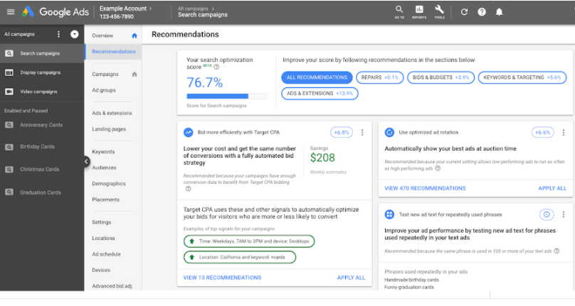 Google广告平台:建议和优化得分- 使用优化得分充分挖掘帐号潜力