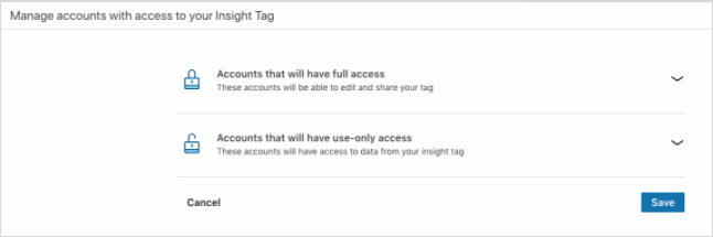 领英广告推广——管理用于执行领英转化追踪、网站再营销和资料复制的数据分析标签权限