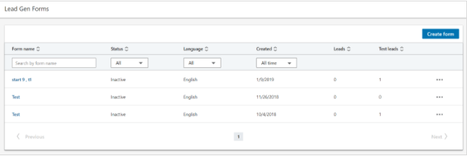 LinkedIn广告推广——创建销售线索表格